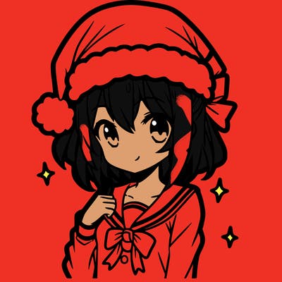 anime girl wearing a santa hat