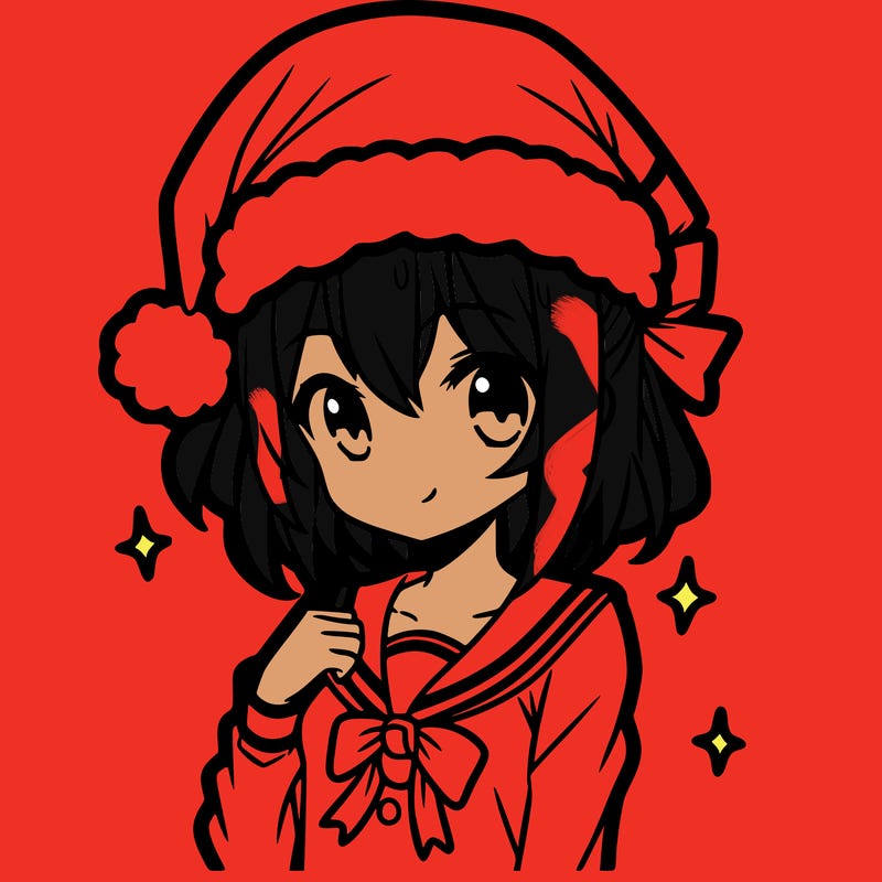 anime girl wearing a santa hat