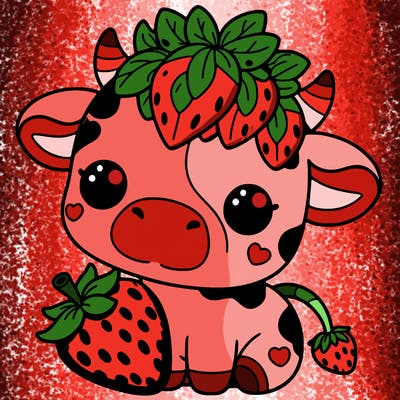 cute strawberry cow