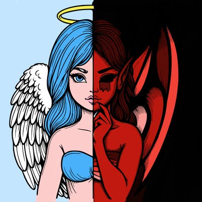 realistic angel half demon