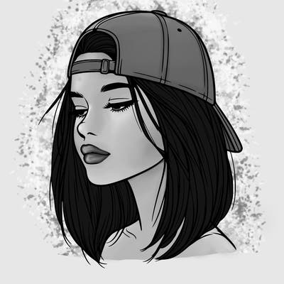 realistic  girl with a backwards hat