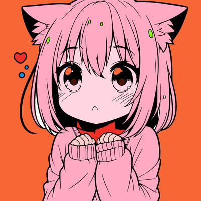 shy anime catgirl