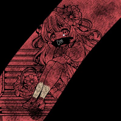 anime flower girl sitting on a bench in the sky