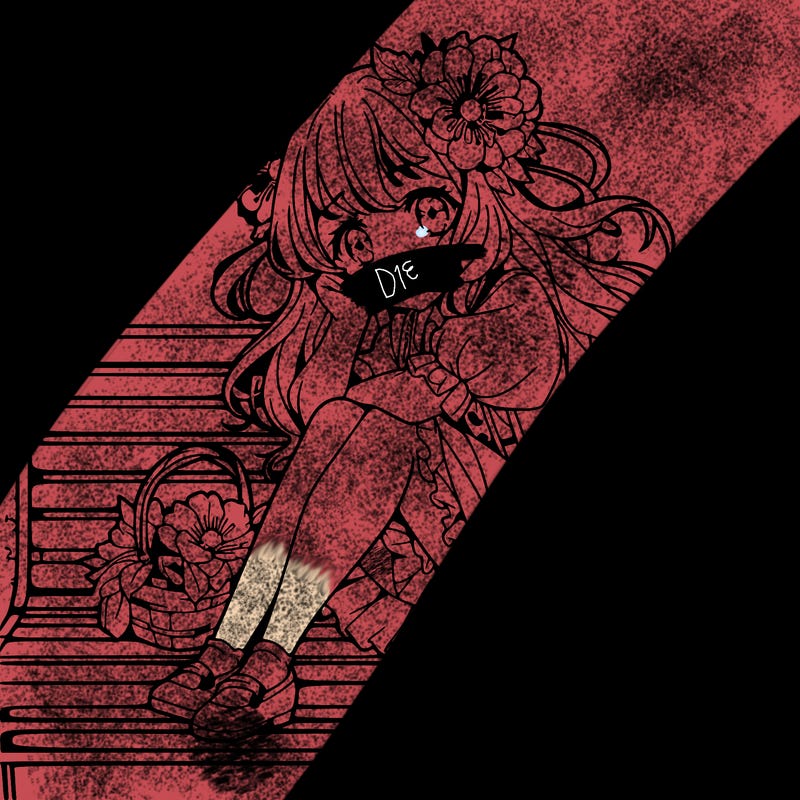 anime flower girl sitting on a bench in the sky