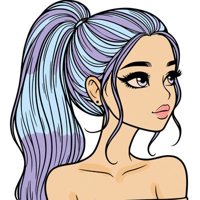 a beautiful and realistic girl with a high pony tail