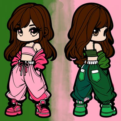 girl in crop top and baggy pants