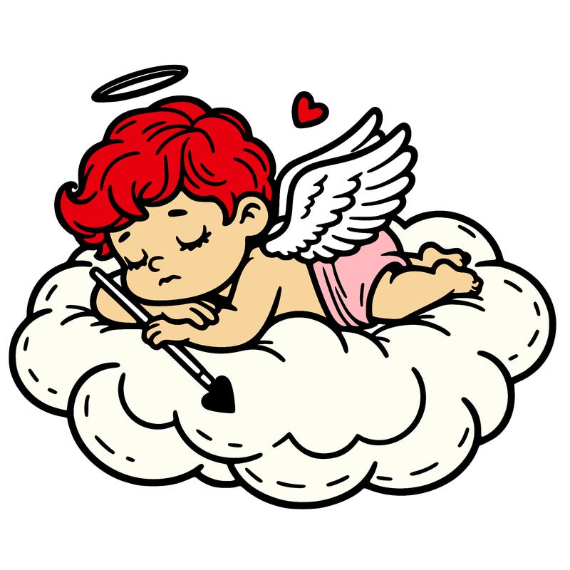 cupid asleep on a cloud