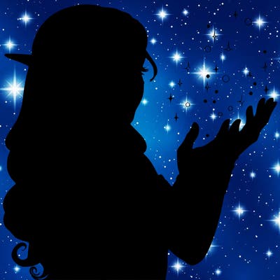 realistic elf girl doing magic