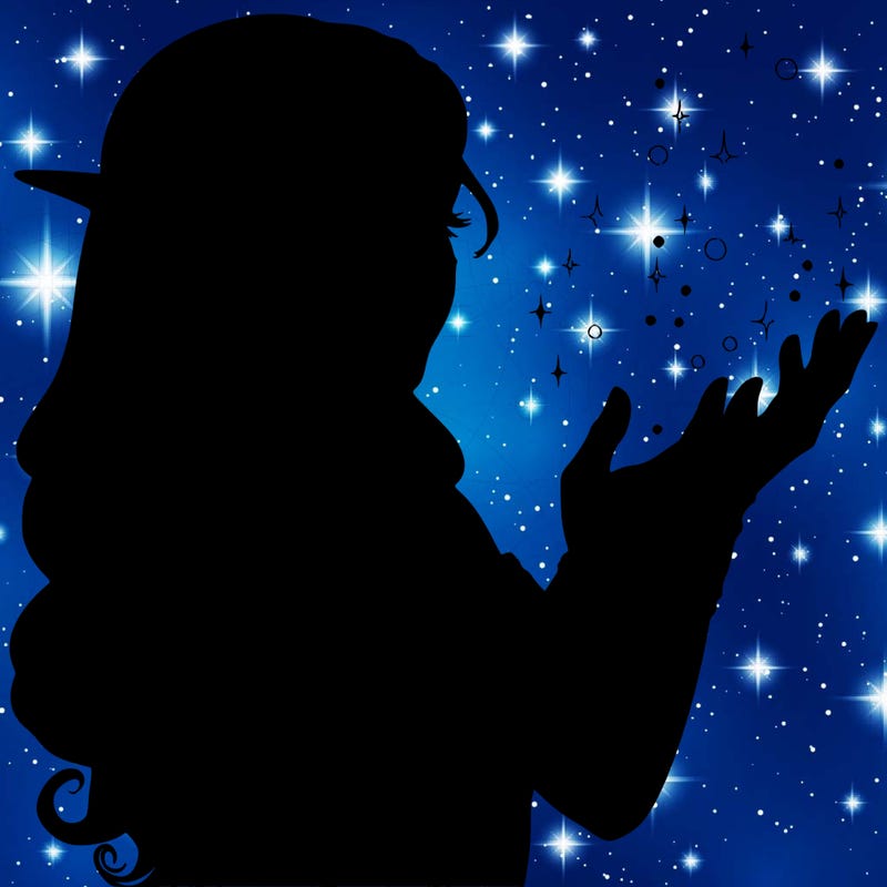 realistic elf girl doing magic