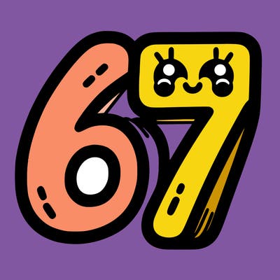 the numbers 67