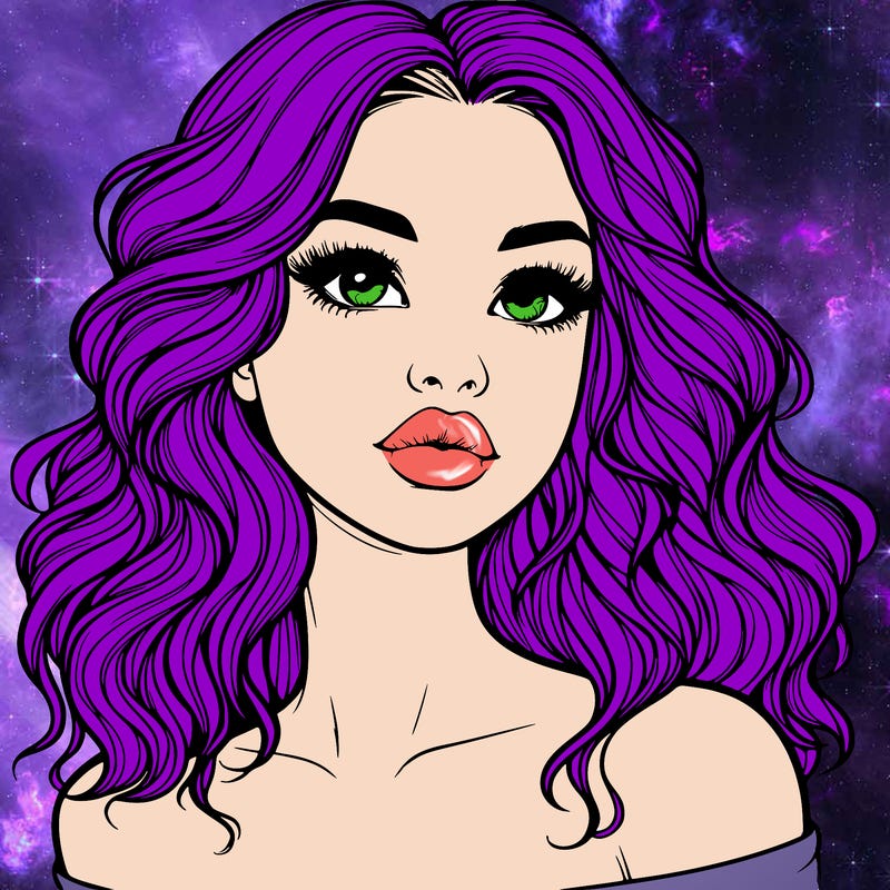 realistic girl with wavy hair and lips