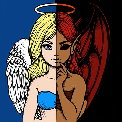 realistic angel half demon