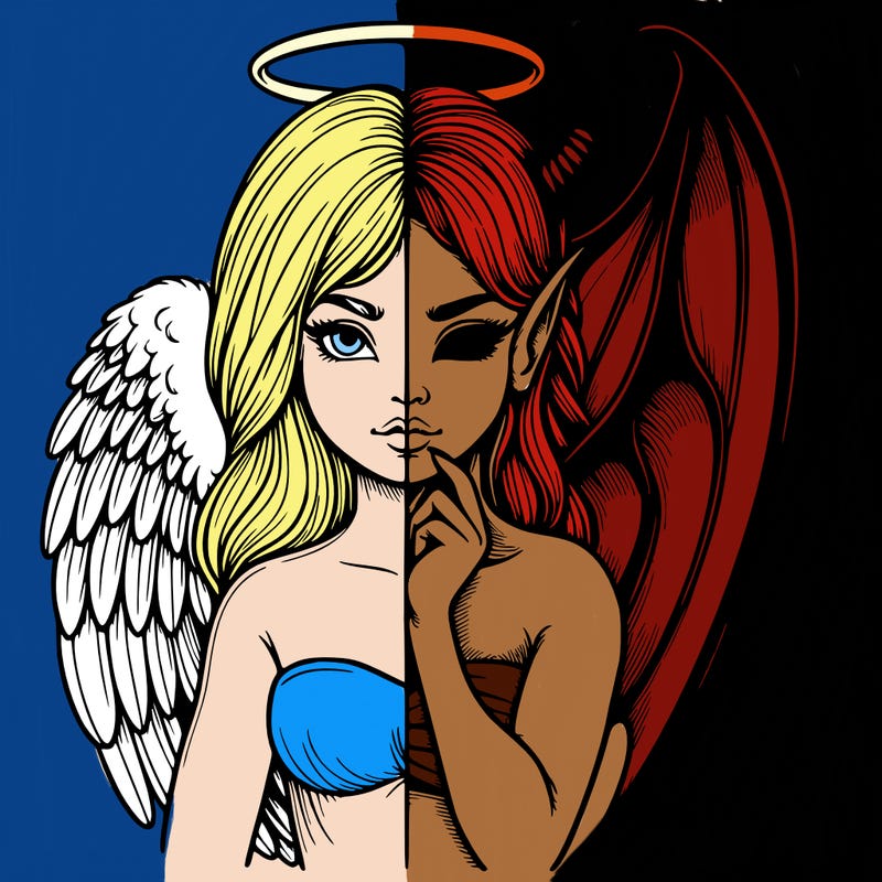 realistic angel half demon