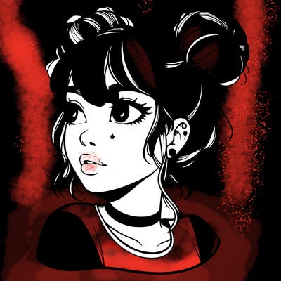 realistic girl with spacebuns