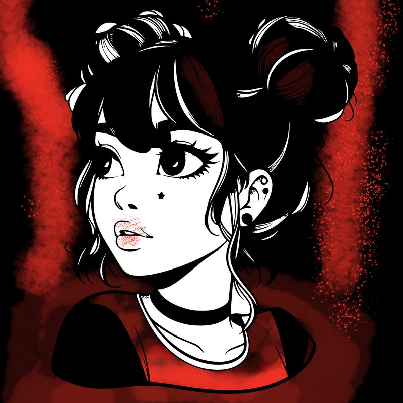 realistic girl with spacebuns