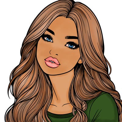 realistic girl with hair on her hair and lips