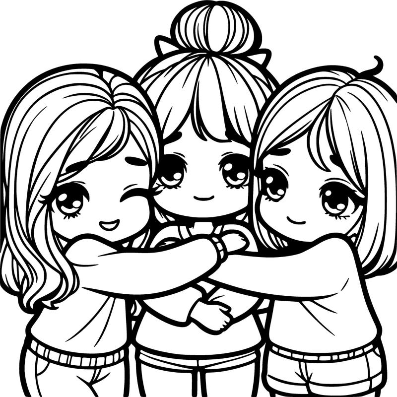 three girls hugging