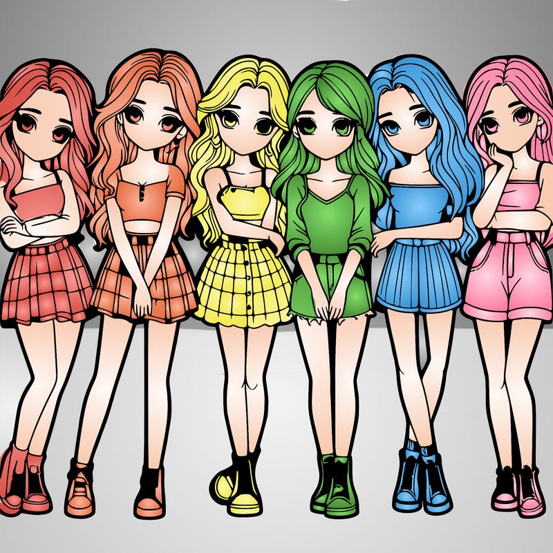 a group of girls realistic