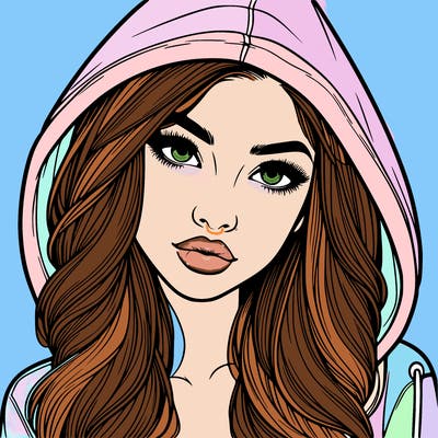 realistic beautiful girl with a hood on