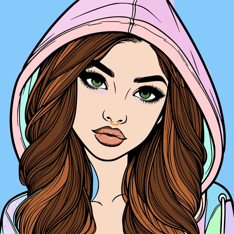 realistic beautiful girl with a hood on