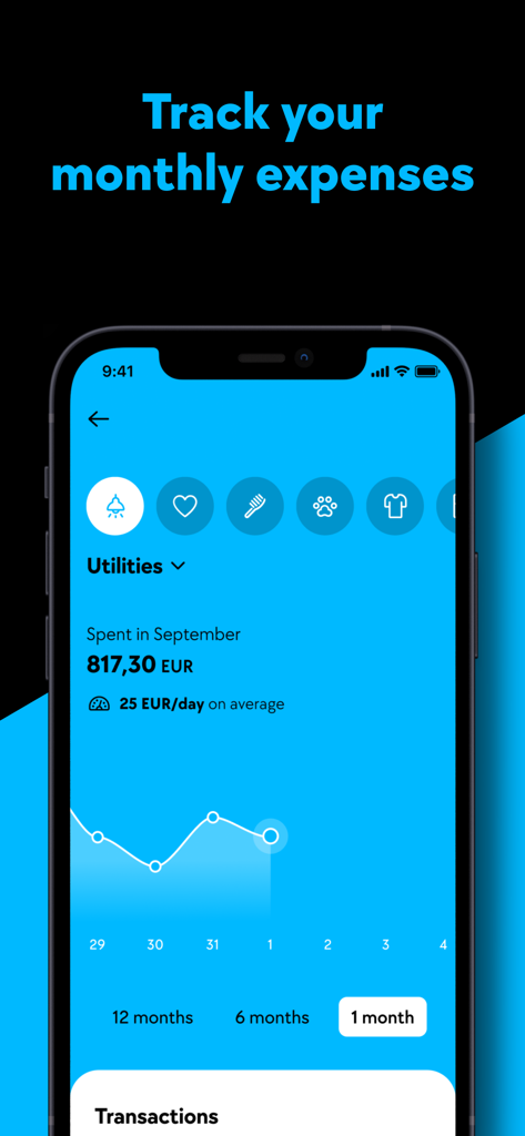 ActivoBank - ActivoBank-App-Bildschirm mit monatlicher Ausgabenverfolgung mit Ausgabengrafiken und Kategorisierungsaufschlüsselungen