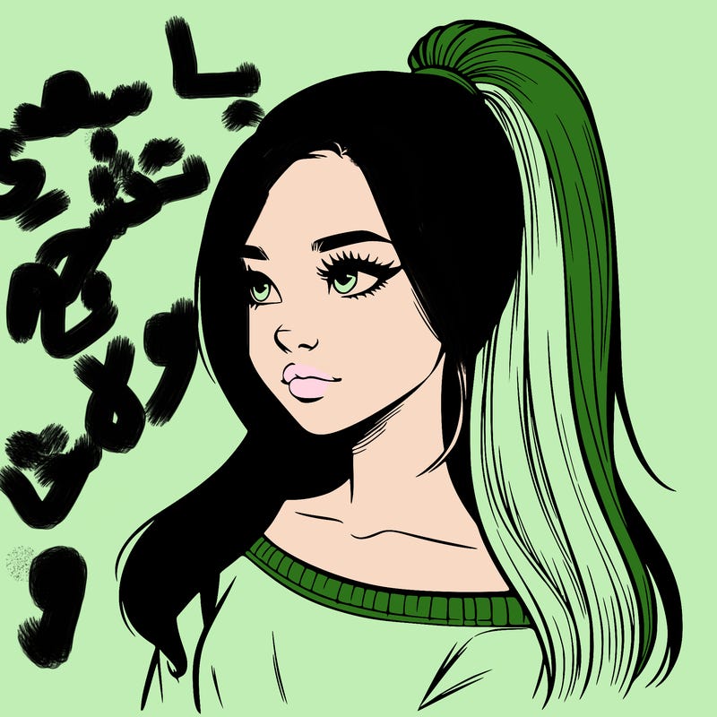 realistic girl with a high ponytail