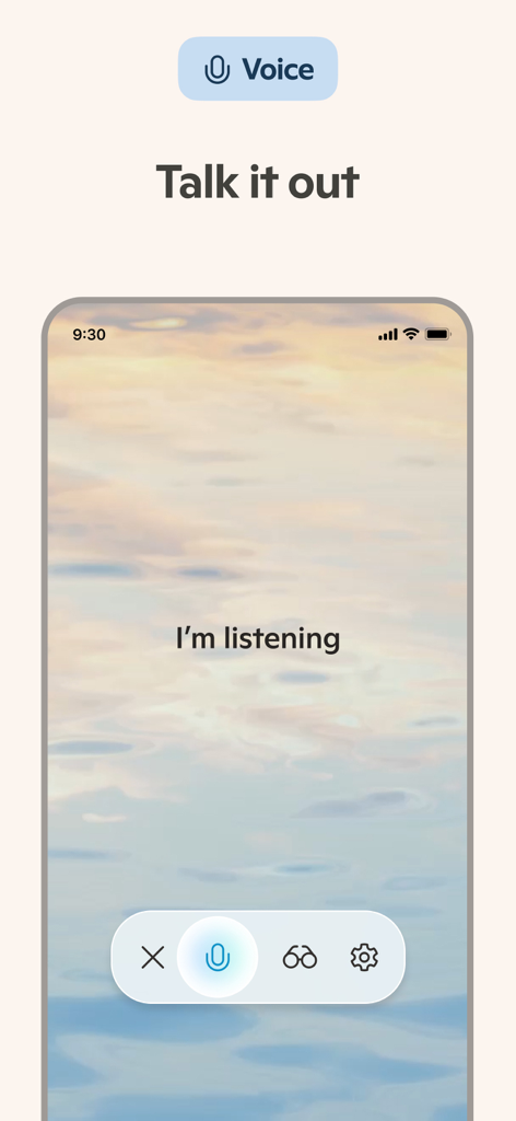 Microsoft Copilot AI voice chat screen saying Im listening