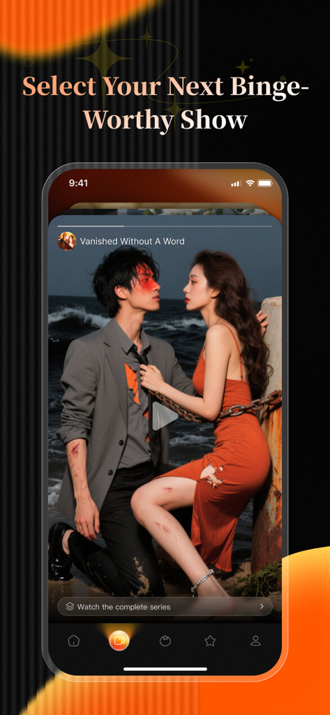 LeapReels - LeapReels app interface showing a scene from a short-form drama titled Vanished Without A Word