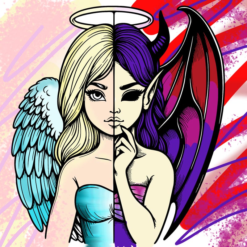 realistic angel half demon