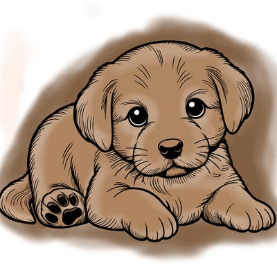 a cute realistic puppy