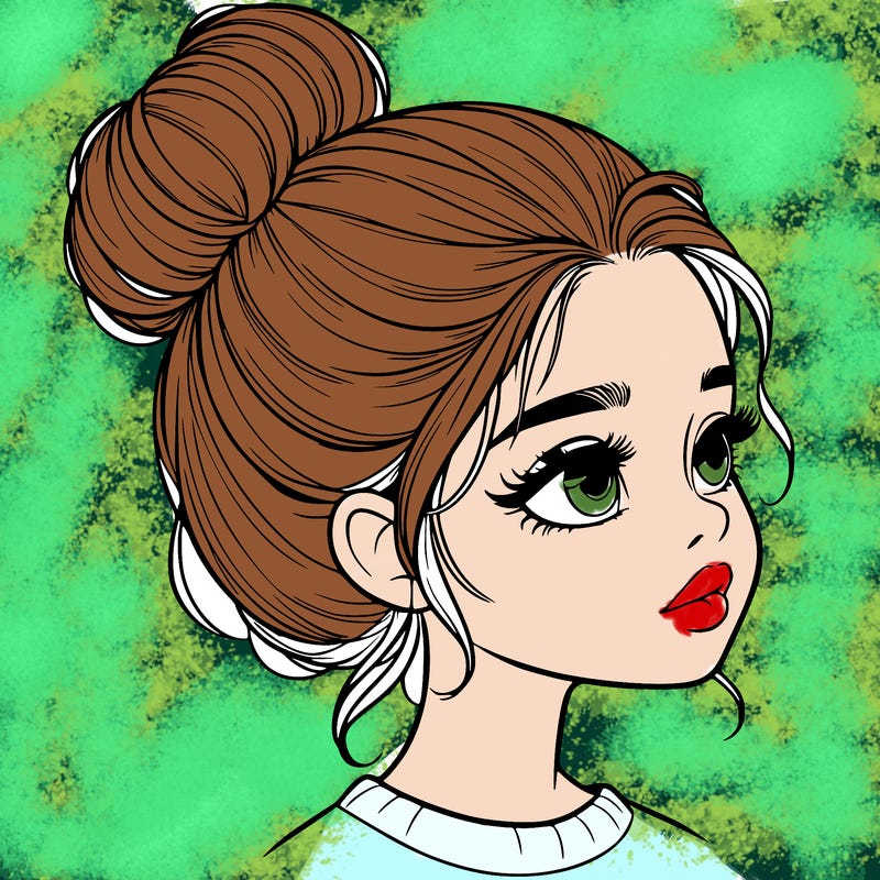 realistic girl with bun