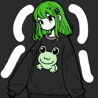 girl wearing frogging sweatshirt