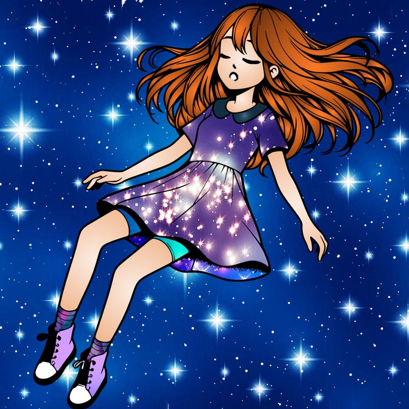 realistic girl floating