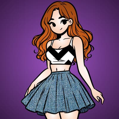 woman in a skirt and crop top