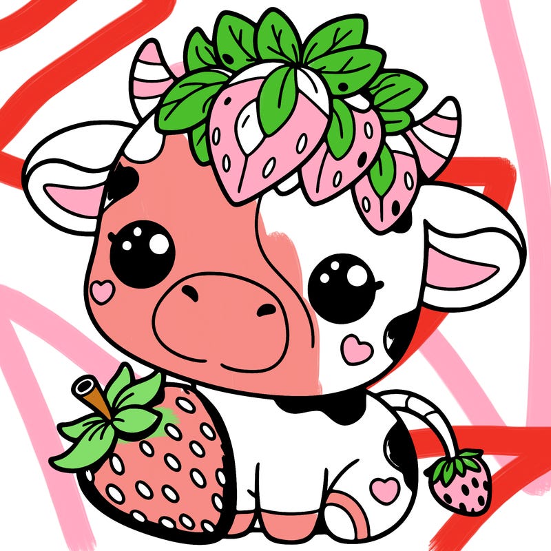 cute strawberry cow