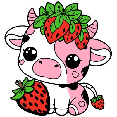 cute strawberry cow