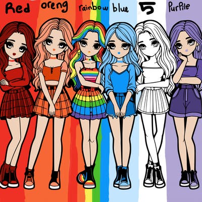 a group of girls realistic