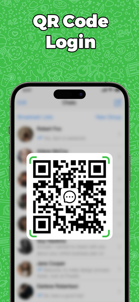 Dual Messenger & Duo Web Chat - A smartphone displaying a QR code for dual messenger account login