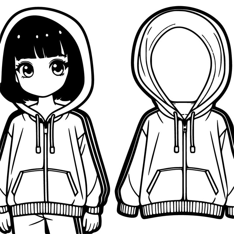 girl wearing tracksuit and hoodie with no hair