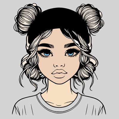 realistic girl with buns in her hair with a beanie on