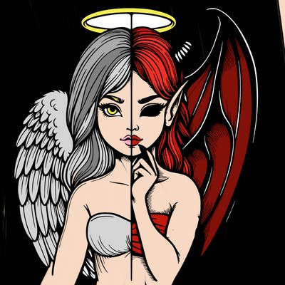 realistic angel half demon