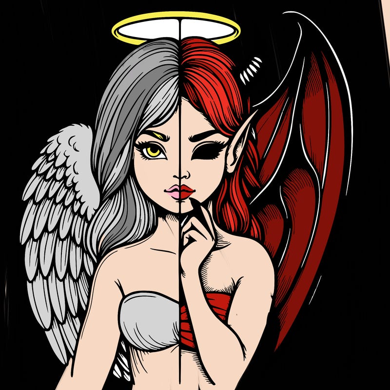 realistic angel half demon