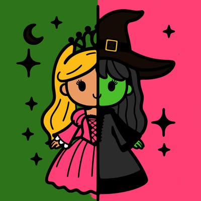 split princess and witch