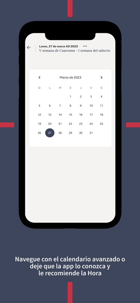 Liturgia de las Horas CEA - Interactive liturgical calendar interface in the Liturgia de las Horas CEA app