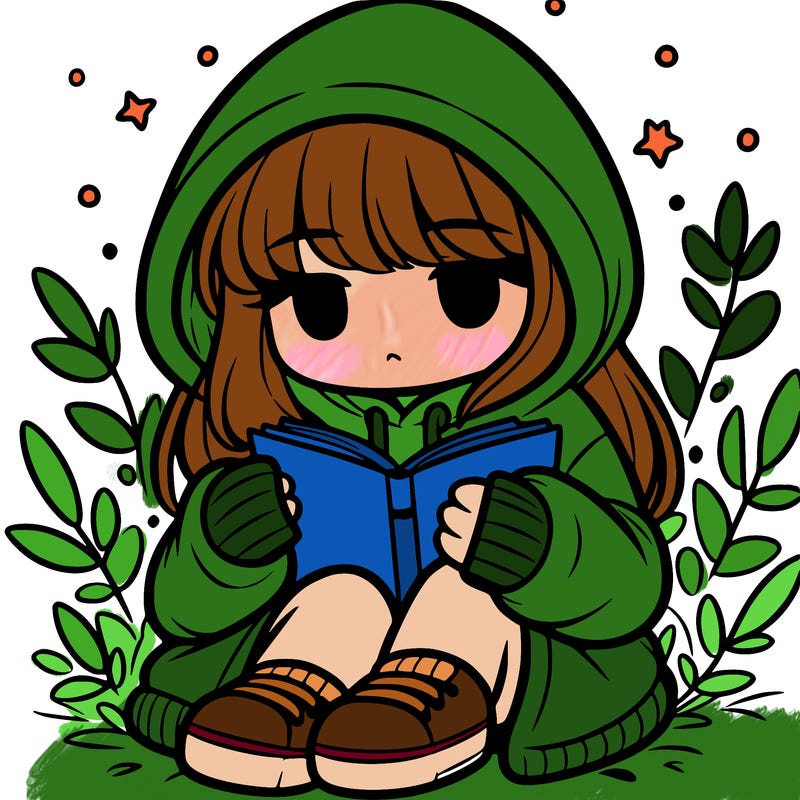 girl in oversized hoodie reading a book