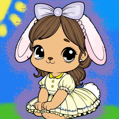 cute easter bunny girl realistic