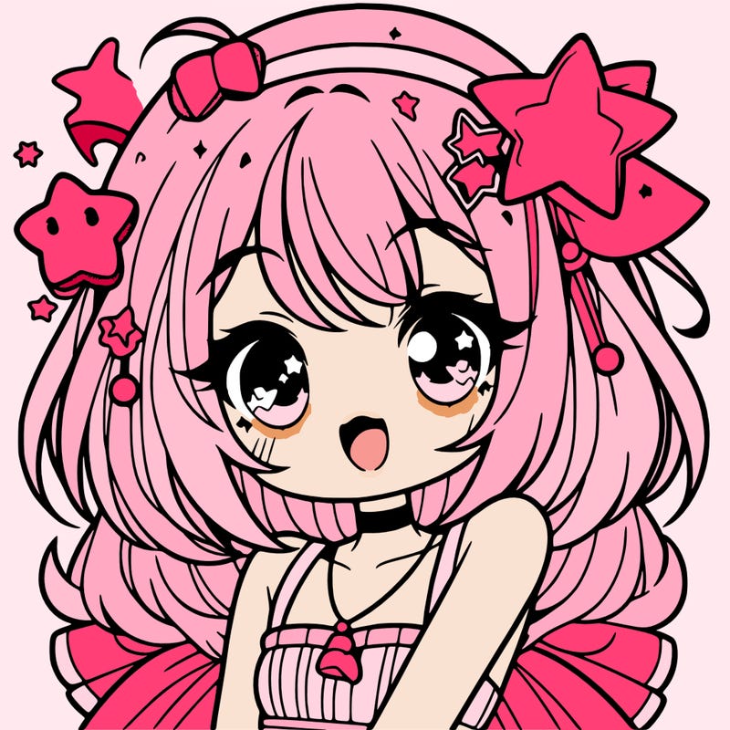 cute anime girl with star accessories