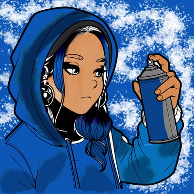 a realistic girl, spray painting