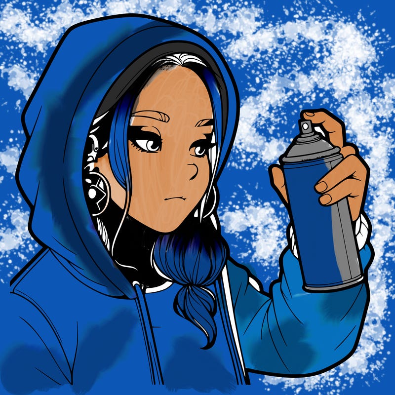 a realistic girl, spray painting