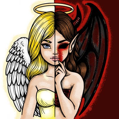 realistic angel half demon